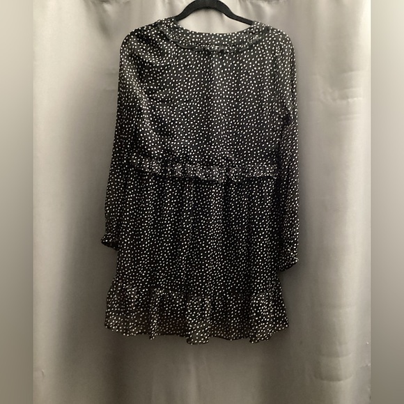 Zara black and white polka dot long sleeve midi dress size small - Picture 2 of 3